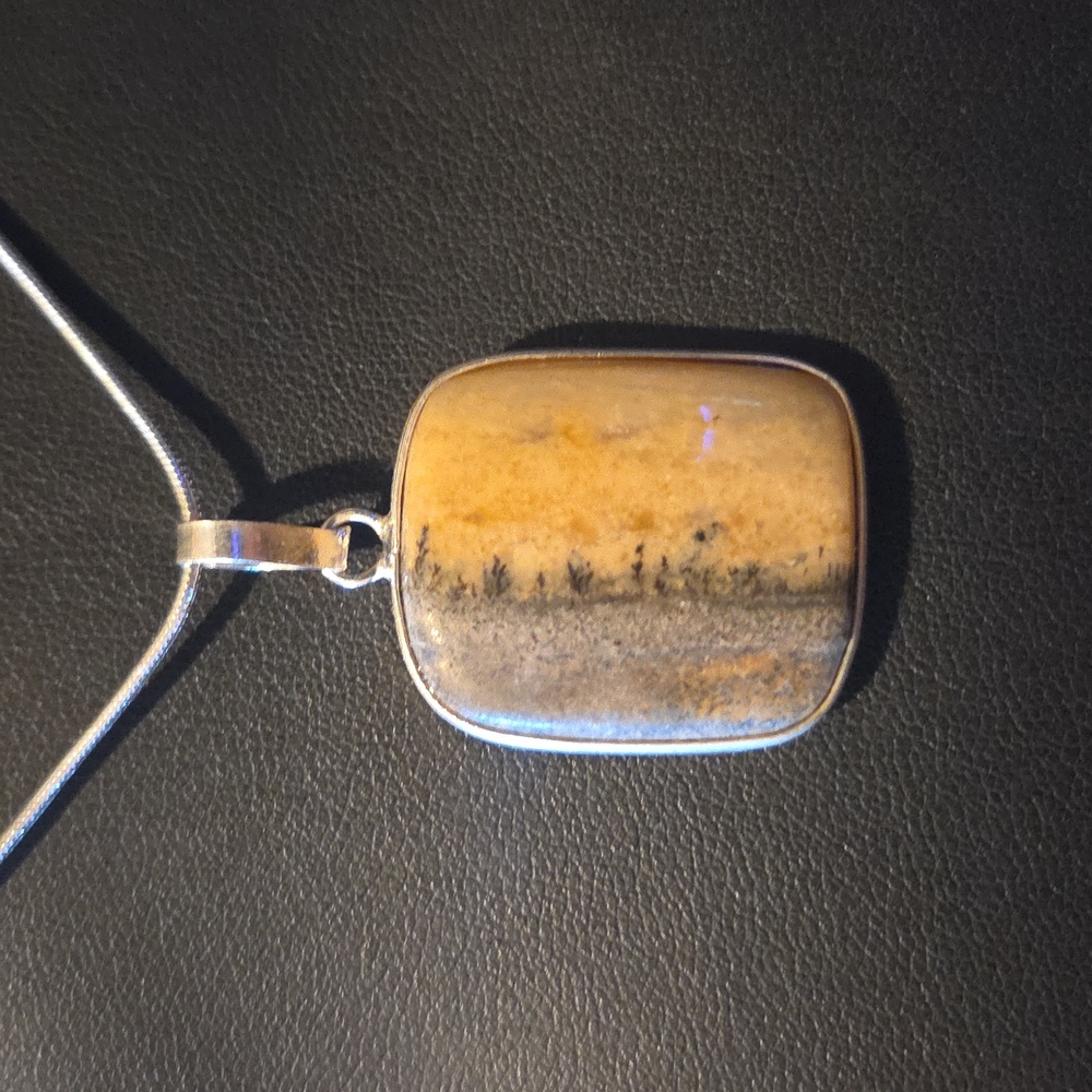 New Picture Jasper Gemstone Pendent Necklace - Picture 3 of 4